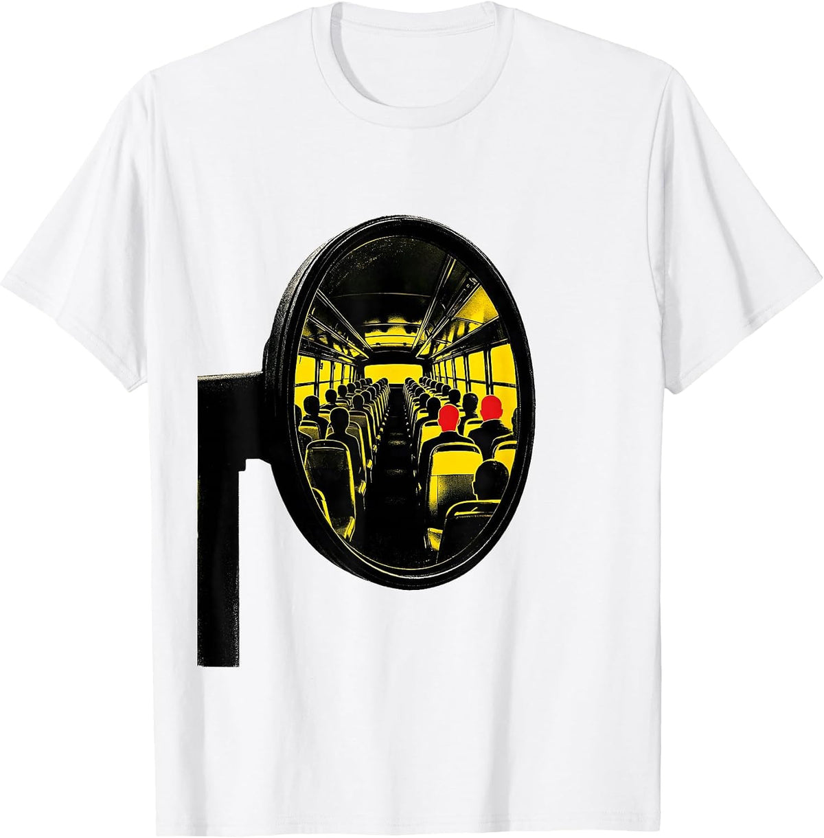 Men's School Bus Mirror Funny School Bus Driver Humor T-Shirt - White