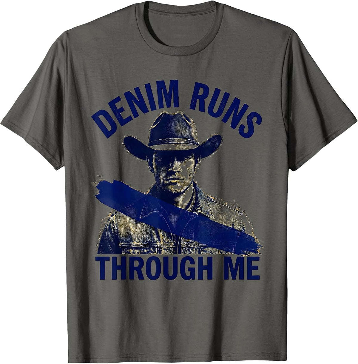 Denim Runs Through Me Cowgirl Design T-Shirt - Asphalt Grey