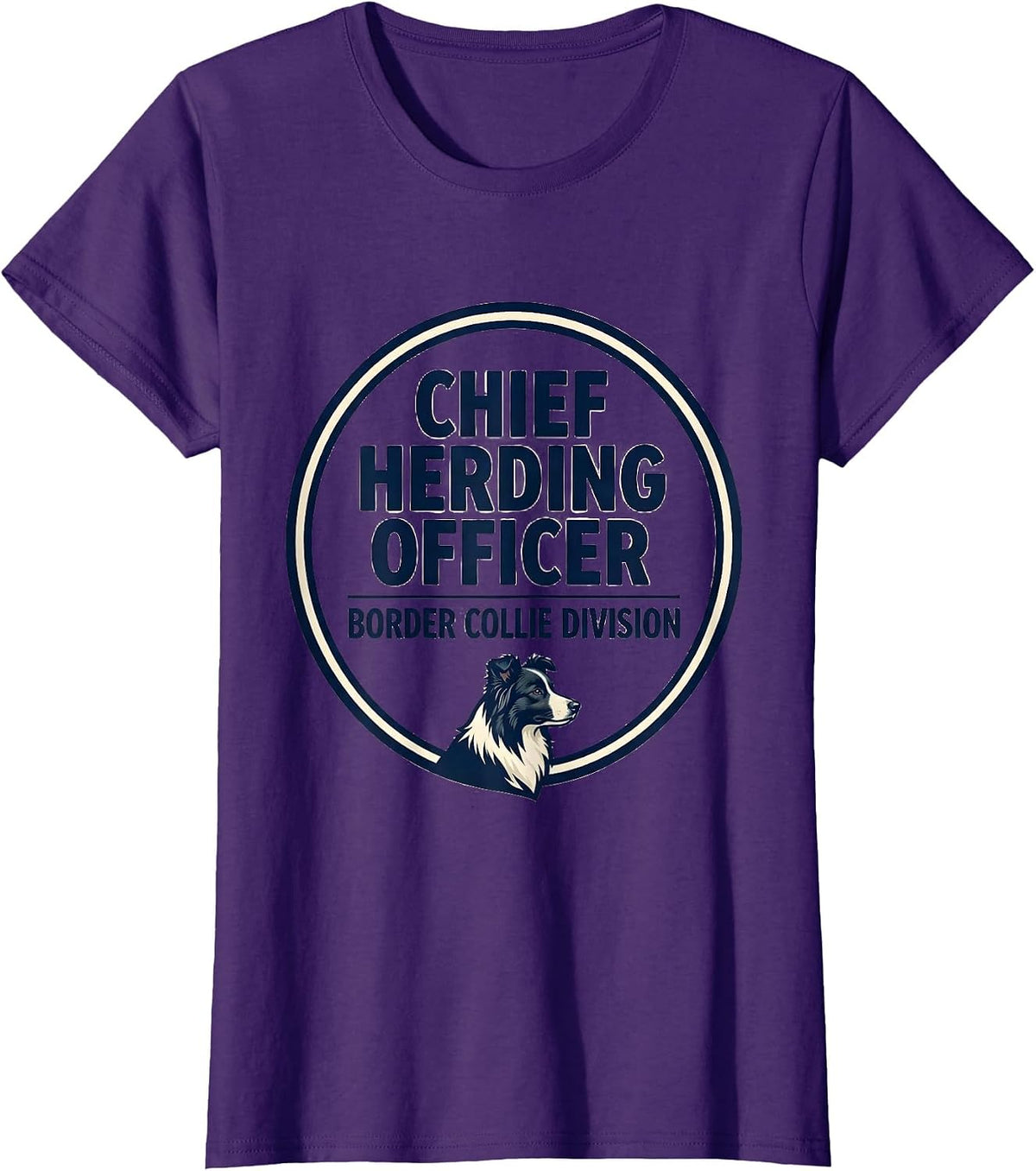 Women's Chief Herding Officer, Border Collie Division Funny T-Shirt - Purple
