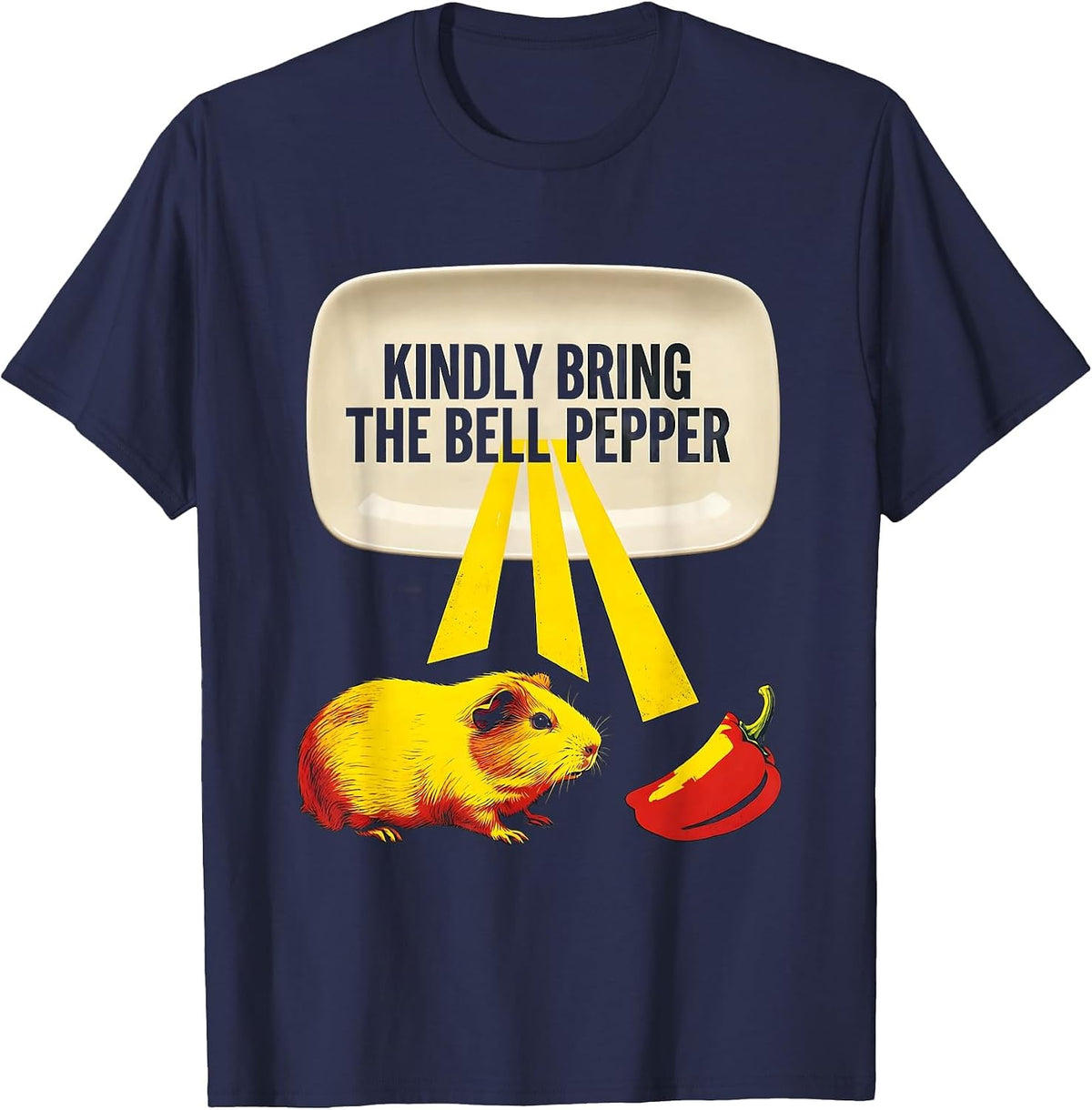 Men's Kindly Bring The Bell Pepper Funny Guinea Pig Cavy Lover T-Shirt - Navy Blue