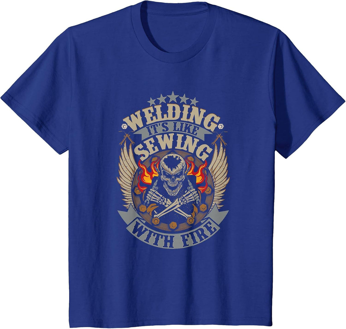 Welding T-Shirt Welding is Like Sewing with Fire Welder T-Shirt - Royal Blue