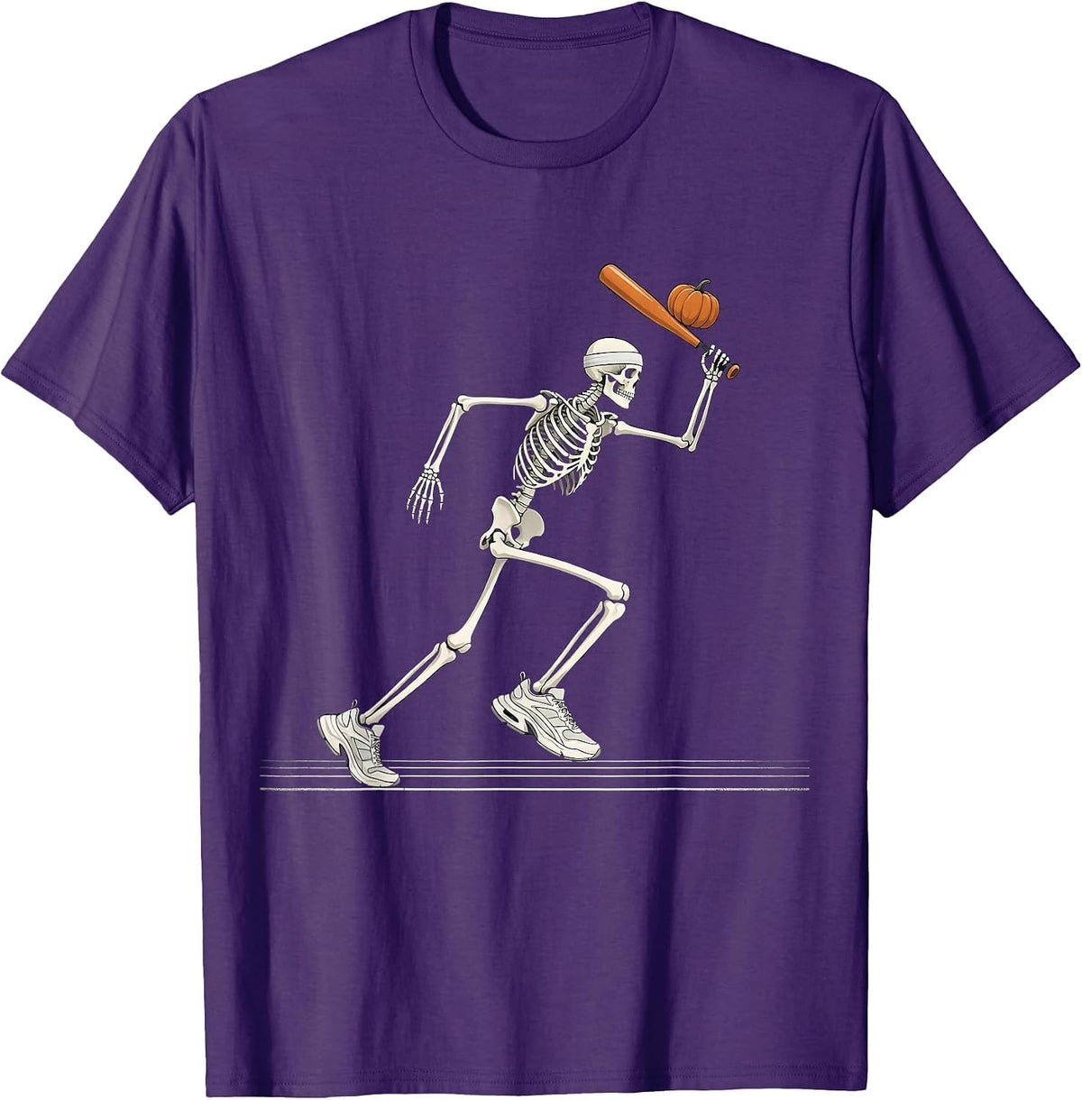 Skeleton Runner Minimal Halloween 5K Race T-Shirt - Purple