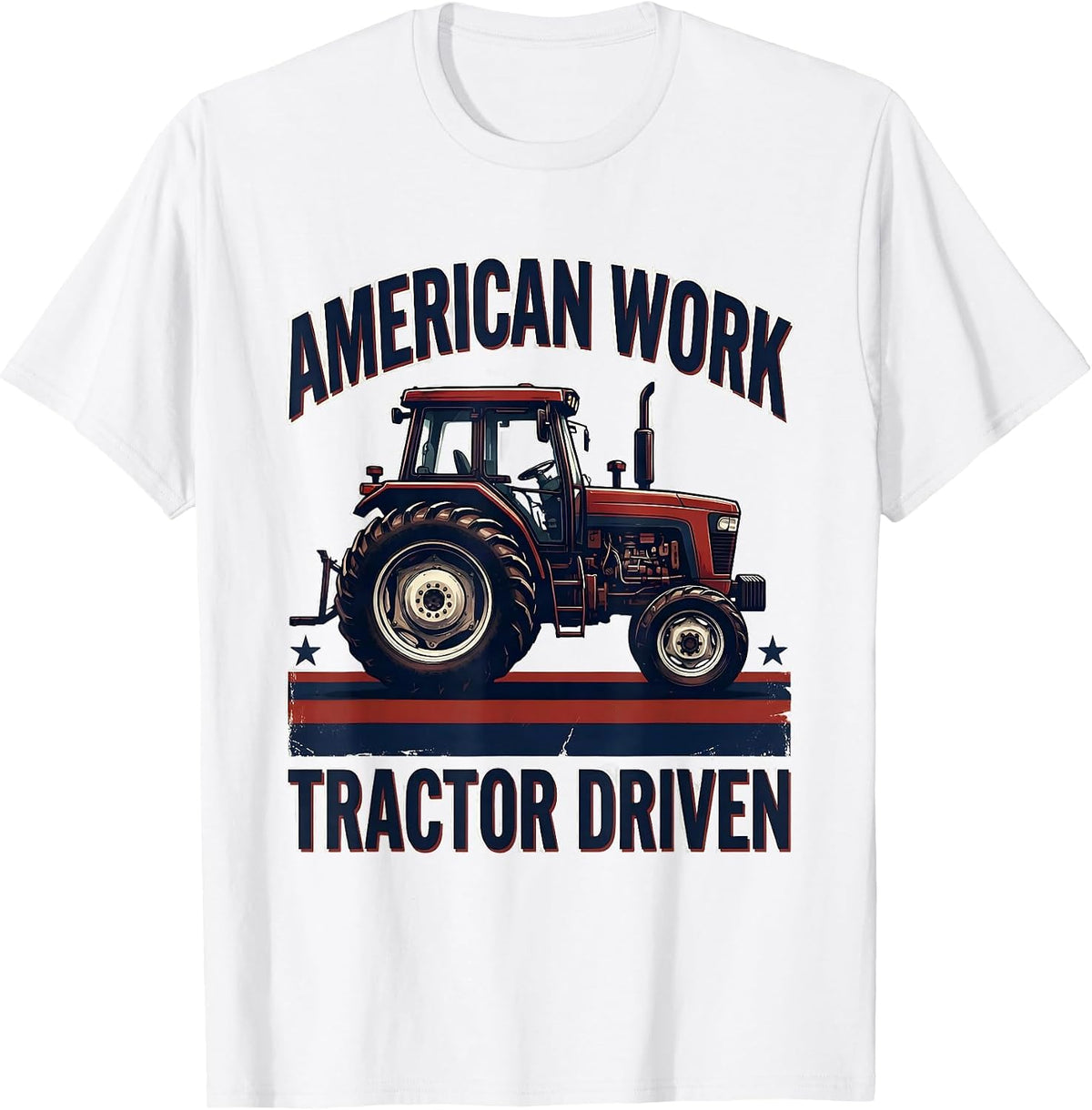 Men's American Work Tractor Driven Funny Farmer Patriotic Farm Dad T-Shirt - White
