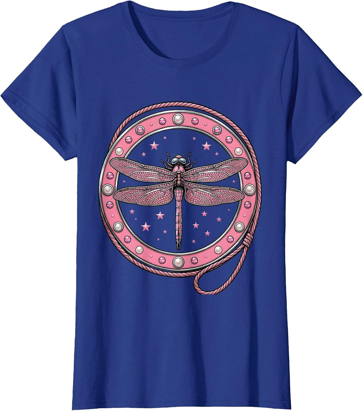 Women's Dragonfly Wings Tire Tread Motorcycle Design T-Shirt - Royal Blue