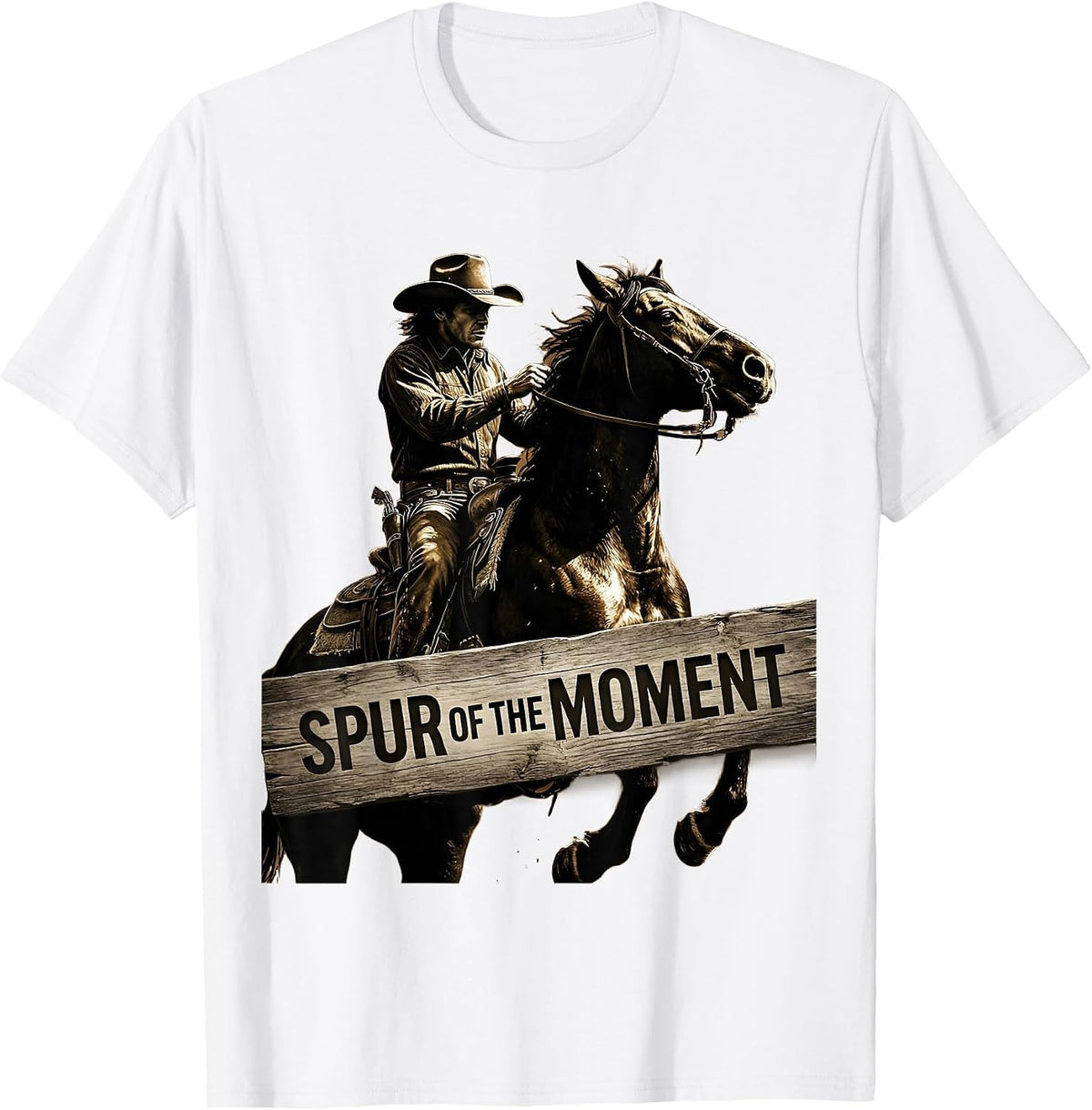 Men's Spur of the Moment Cowgirl Graphic Design T-Shirt - White