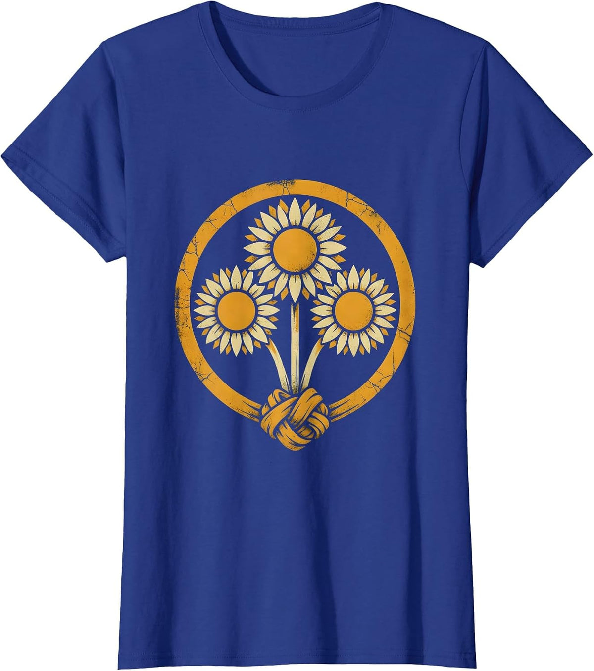Women's 90s Country Bandana Sunflower Bouquet Graphic T-Shirt - Royal Blue