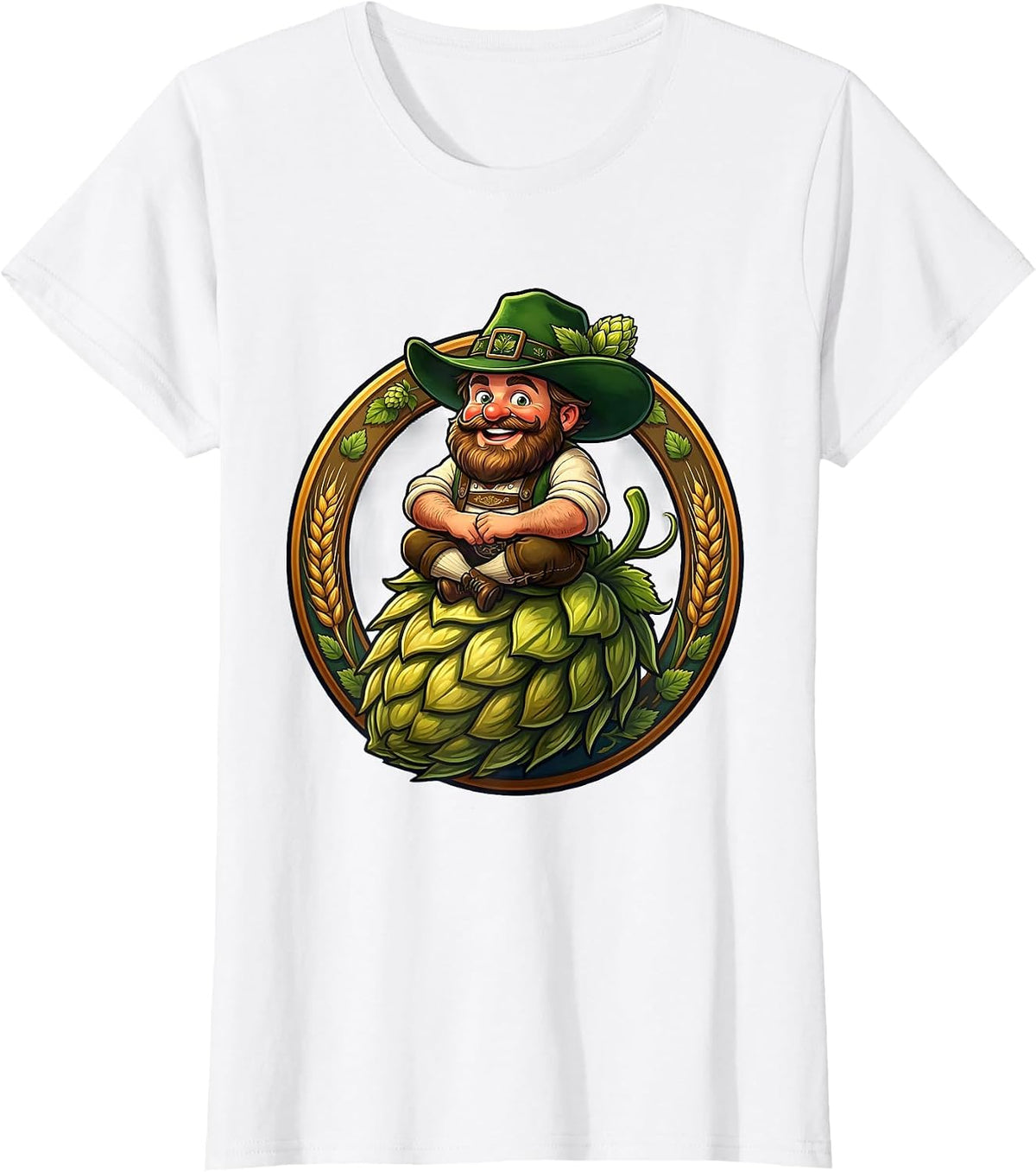 Oktoberfest Hop Cone Sitter Graphic Design T-Shirt - White