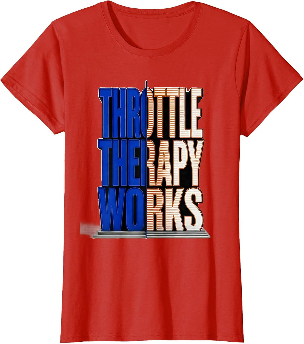 Women's Throttle Therapy Works Motorcycle Riding Design T-Shirt - Red