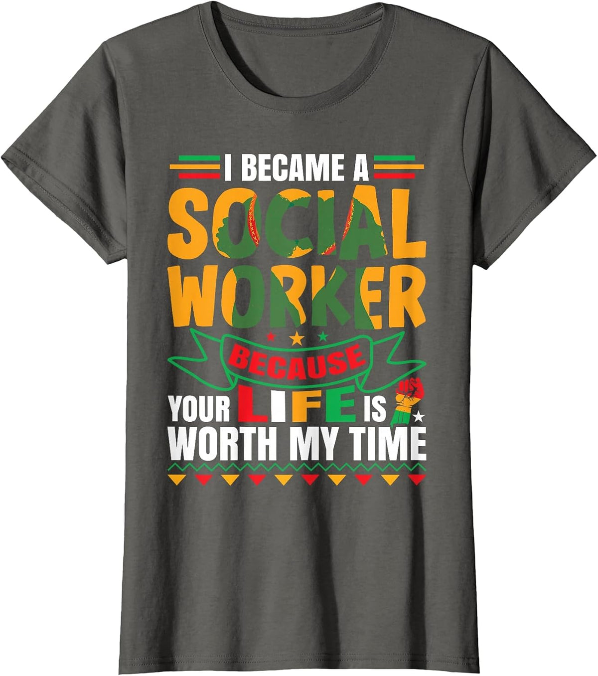 Social Work Appreciation Black Social Worker T-Shirt - Asphalt Grey