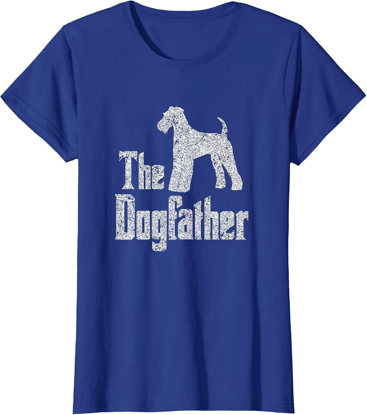The Dogfather T-Shirt, Airedale Terrier Silhouette Funny Dog T-Shirt - Royal Blue
