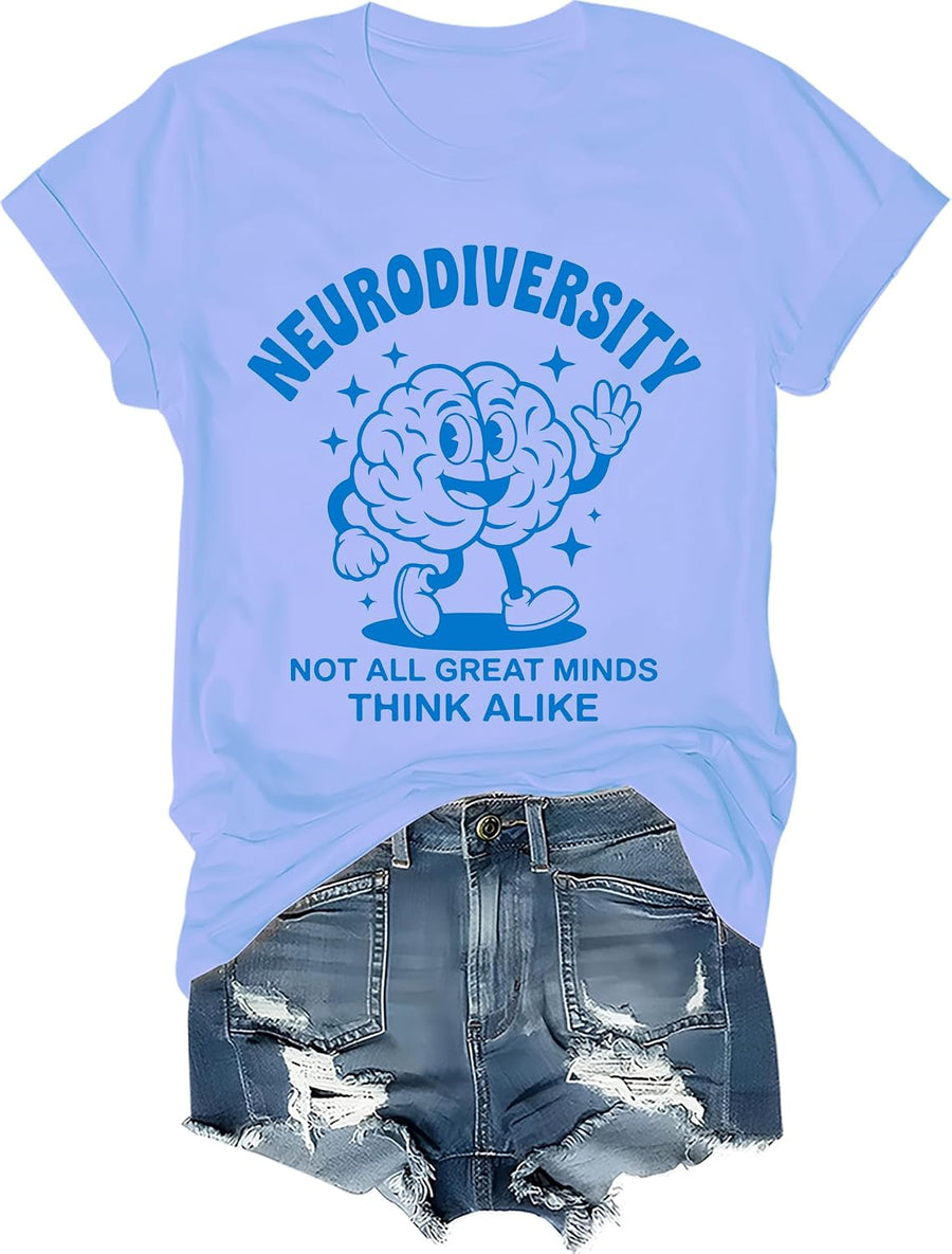 Neurodiversity Shirt Not All Great Minds Think Alike Tshirt Autism Awareness Shirts Special Education Top - Sky Blue