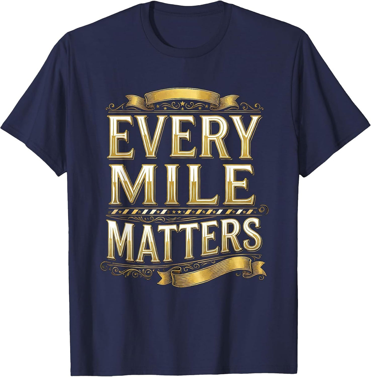 Men's Every Mile Matters Motorcycle Rider Design T-Shirt - Navy Blue