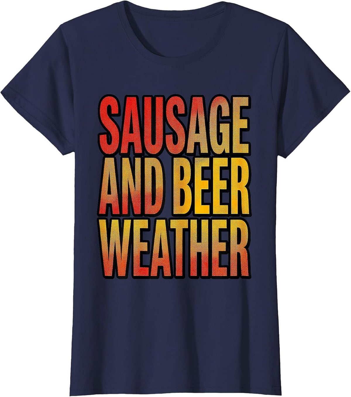 Women's Sausage and Beer Weather Oktoberfest Design T-Shirt - Navy Blue