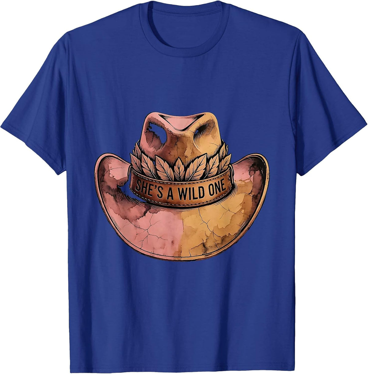 Men's She's A Wild One Cowgirl Graphic Design T-Shirt - Royal Blue