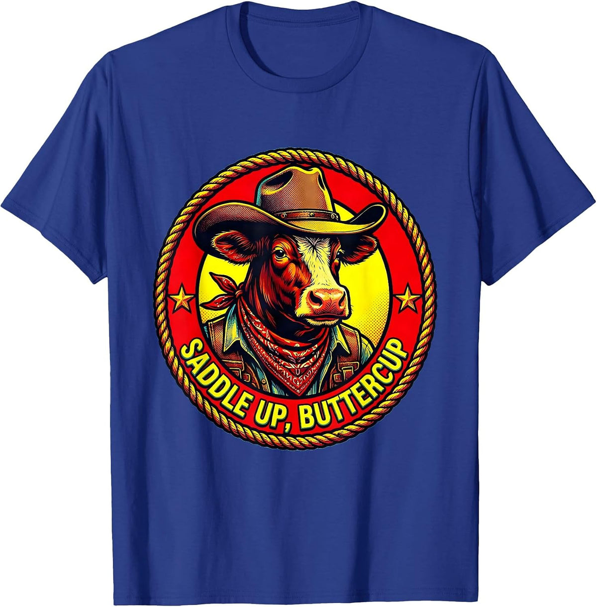 Men's Saddle Up Buttercup Cowgirl Graphic Design T-Shirt - Royal Blue