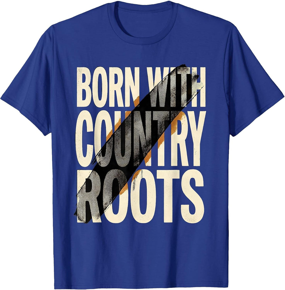 Born With Country Roots Cowgirl Design T-Shirt - Royal Blue