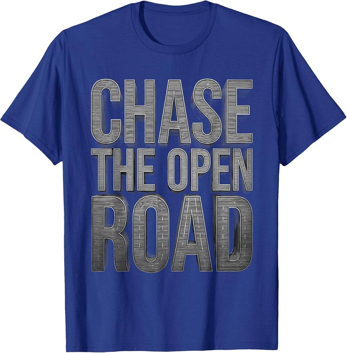 Men's Chase the Open Road Motorcycle Design T-Shirt - Royal Blue