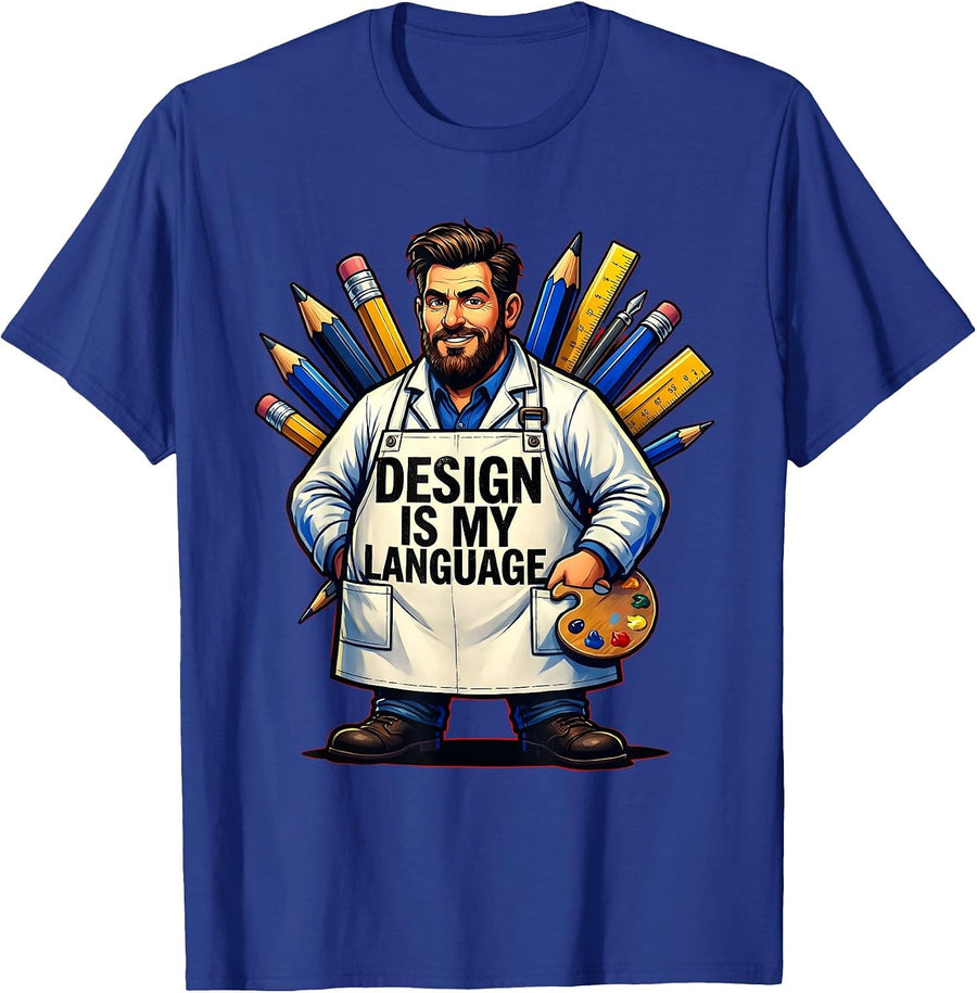 Design Is My Language Graphic Tee for Men T-Shirt - Royal Blue