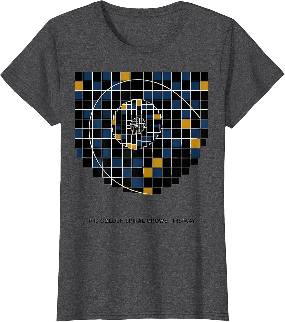 Women's The Golden Spiral Grows This Way Geometric Math Sacred T-Shirt - Dark Heather Grey