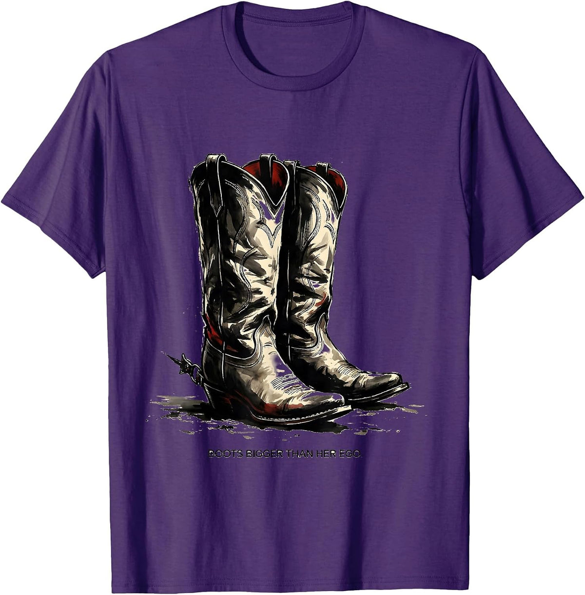 Men's Boots Bigger Than Her Ego Western Design T-Shirt - Purple