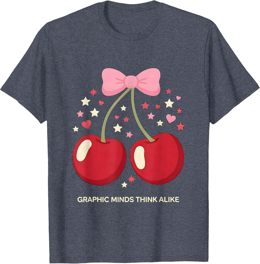 Graphic Minds Think Alike Creative Design T-Shirt - Heather Blue