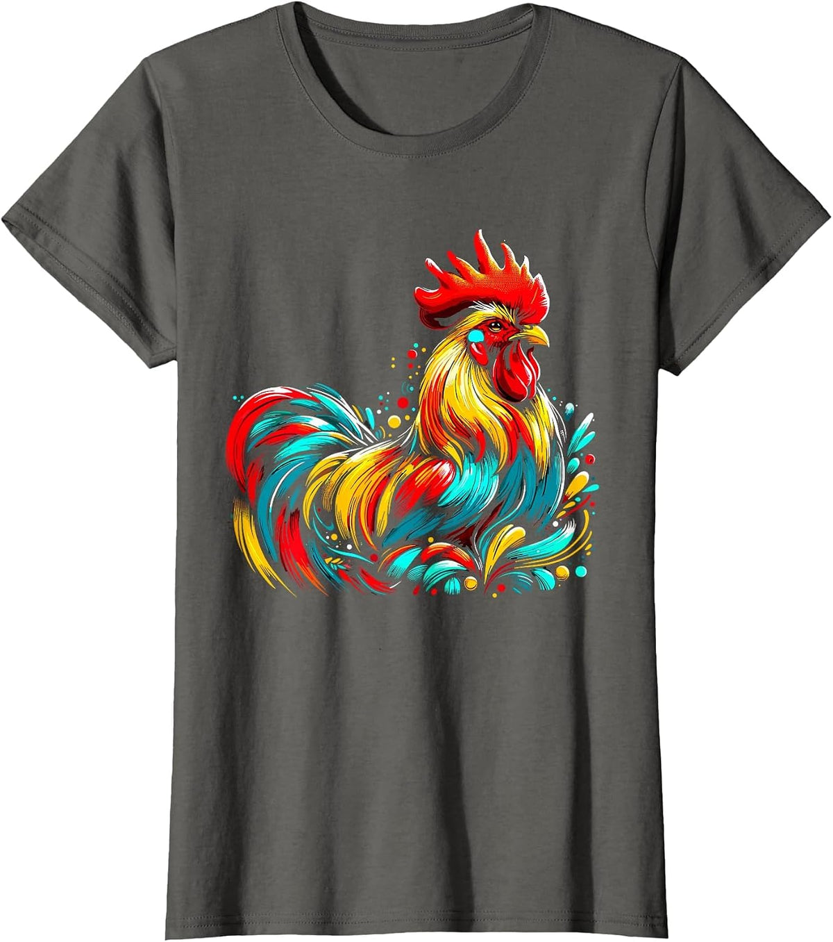 Chicken Colorful Farm Chicken T-Shirt - Asphalt Grey