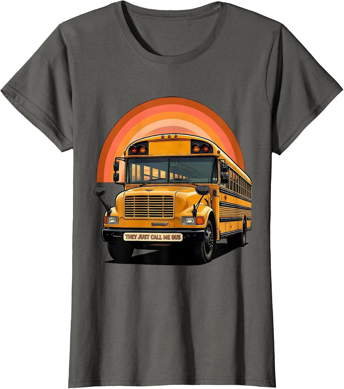Women's They Just Call Me Bus Retro 70s Funny School Bus Driver T-Shirt - Asphalt Grey