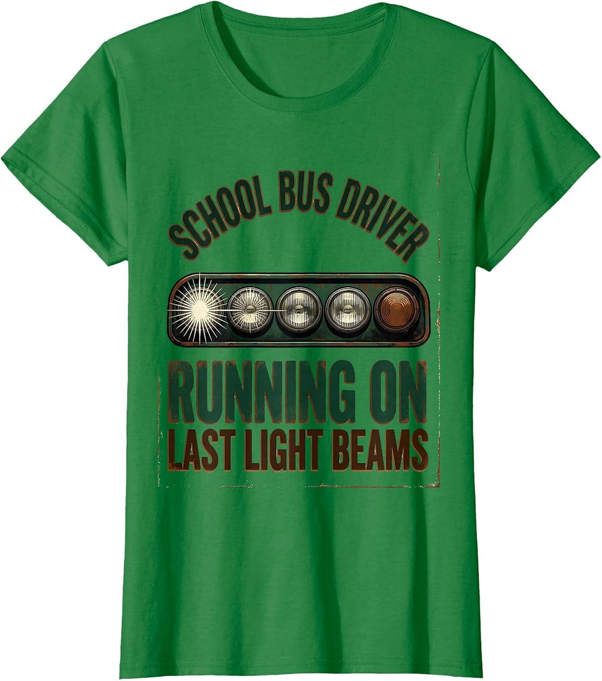 Women's School Bus Driver, Running On Last Light Beams Vintage T-Shirt - Kelly Green