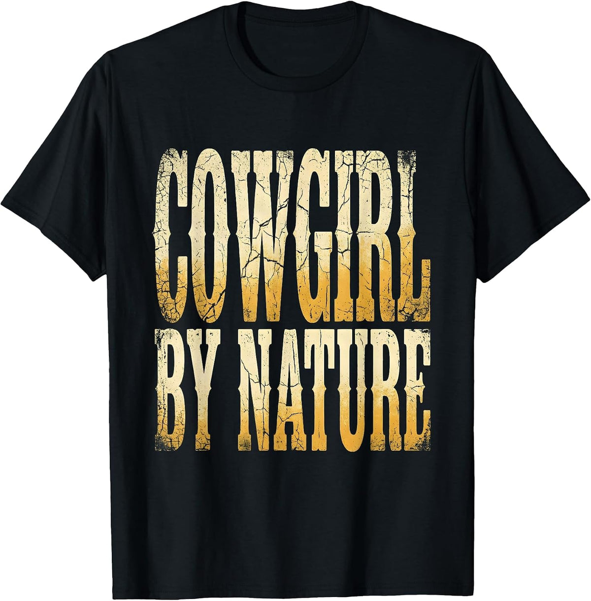 Men's Cowgirl By Nature White Cowgirl Design T-Shirt - Black