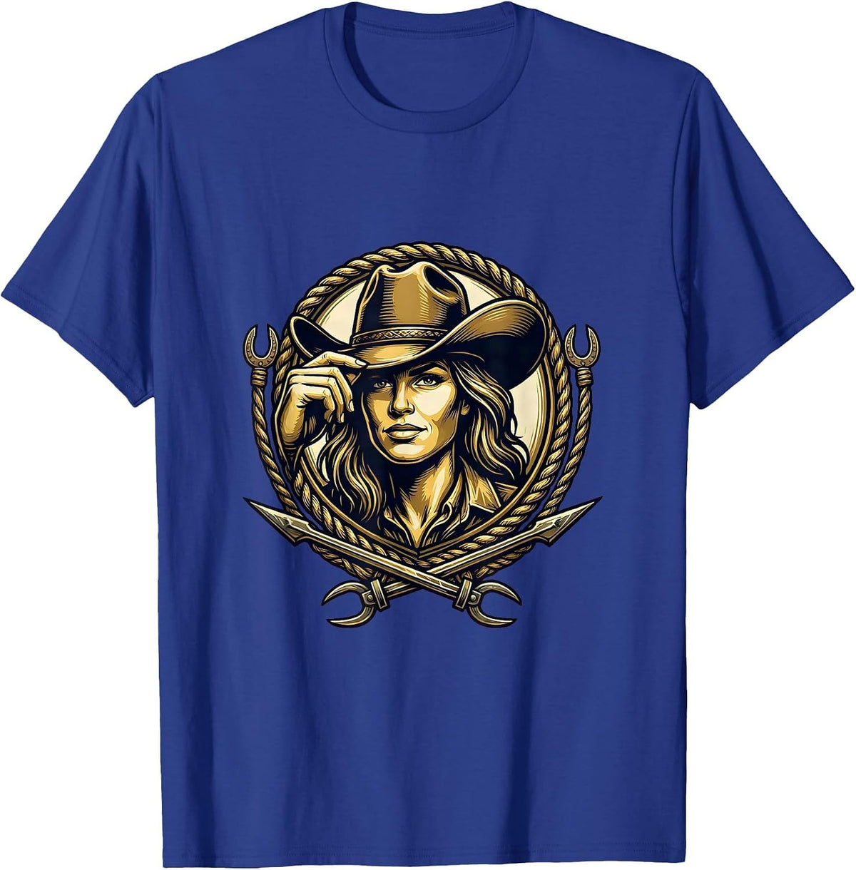 Men's Confident Cowboy Hat Tip Western Graphic Design T-Shirt - Royal Blue