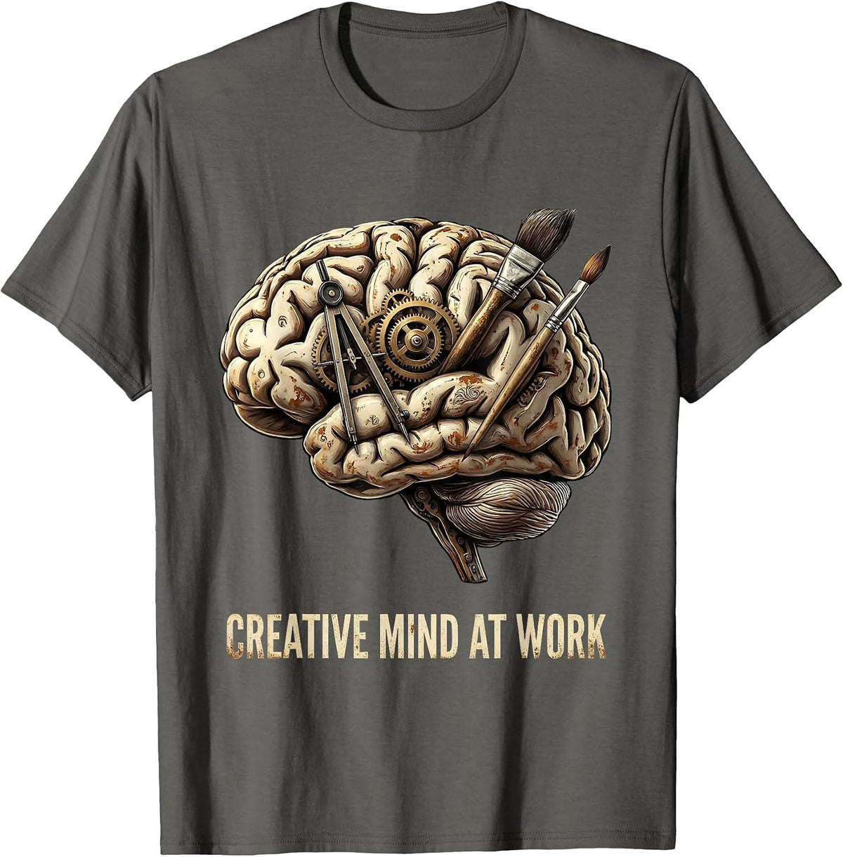 Creative Mind At Work Graphic Design T-Shirt - Asphalt Grey