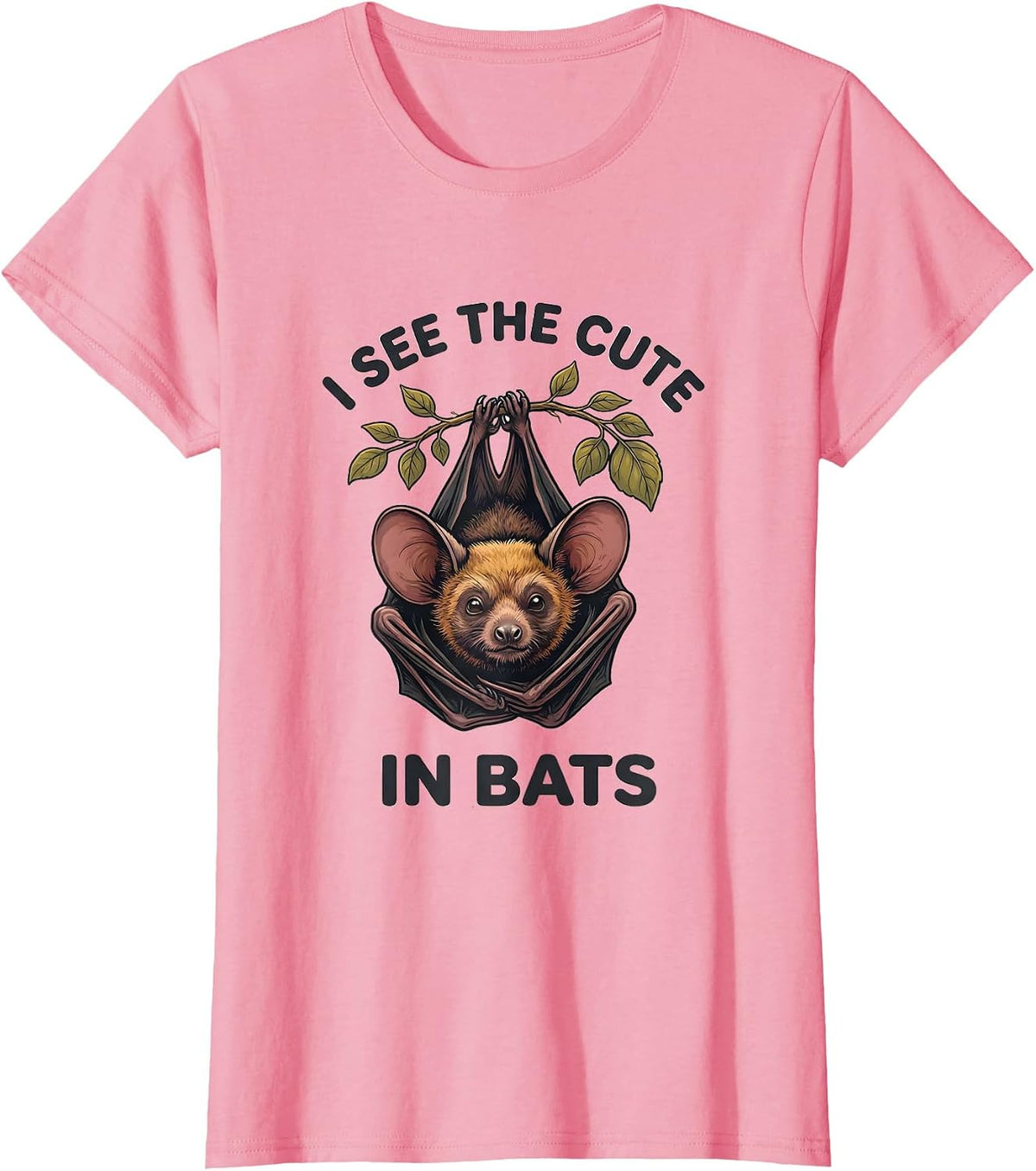 Women's I See The Cute In Bats Funny Bat Lover Gift For Biology T-Shirt - Pink