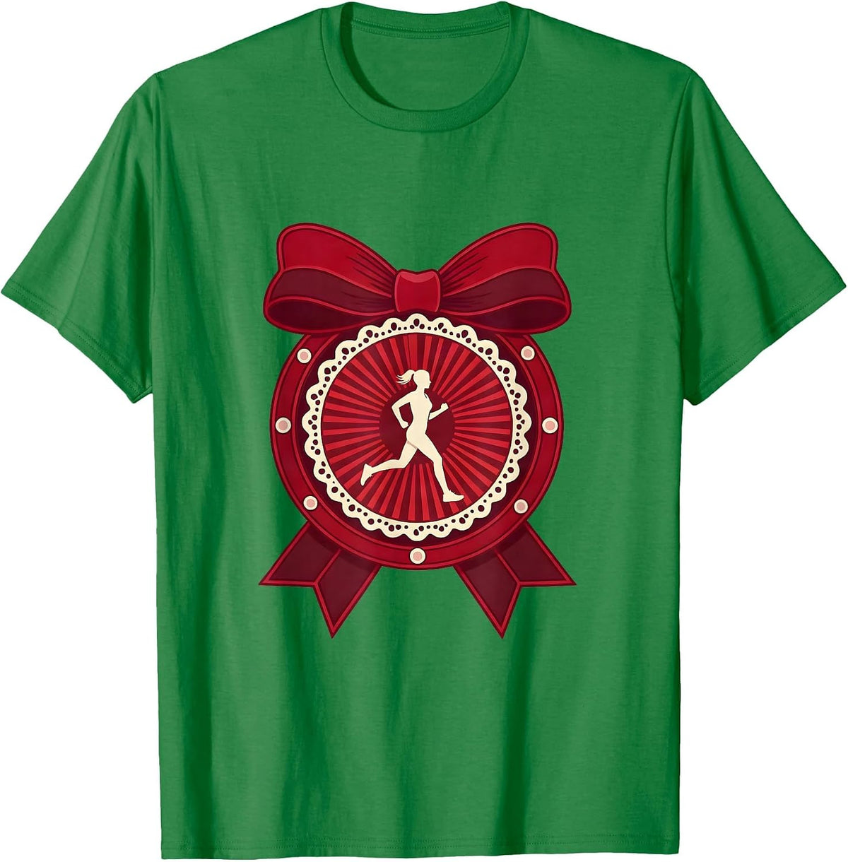 Men's Runner Silhouette Sun Circle Athleisure Design T-Shirt - Kelly Green