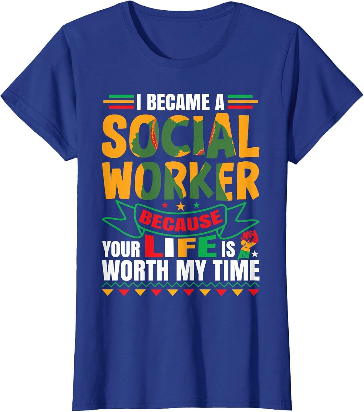 Social Work Appreciation Black Social Worker T-Shirt - Royal Blue