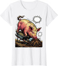 Women's Potbellied Pig Comic Book Farm Animal Lover T-Shirt - White