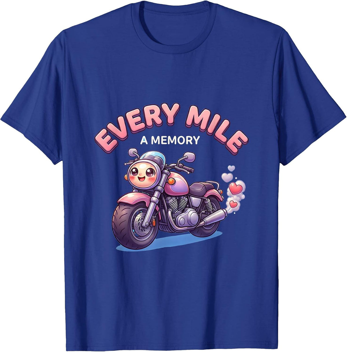 Men's Every Mile A Memory Motorcycle Rider Design T-Shirt - Royal Blue