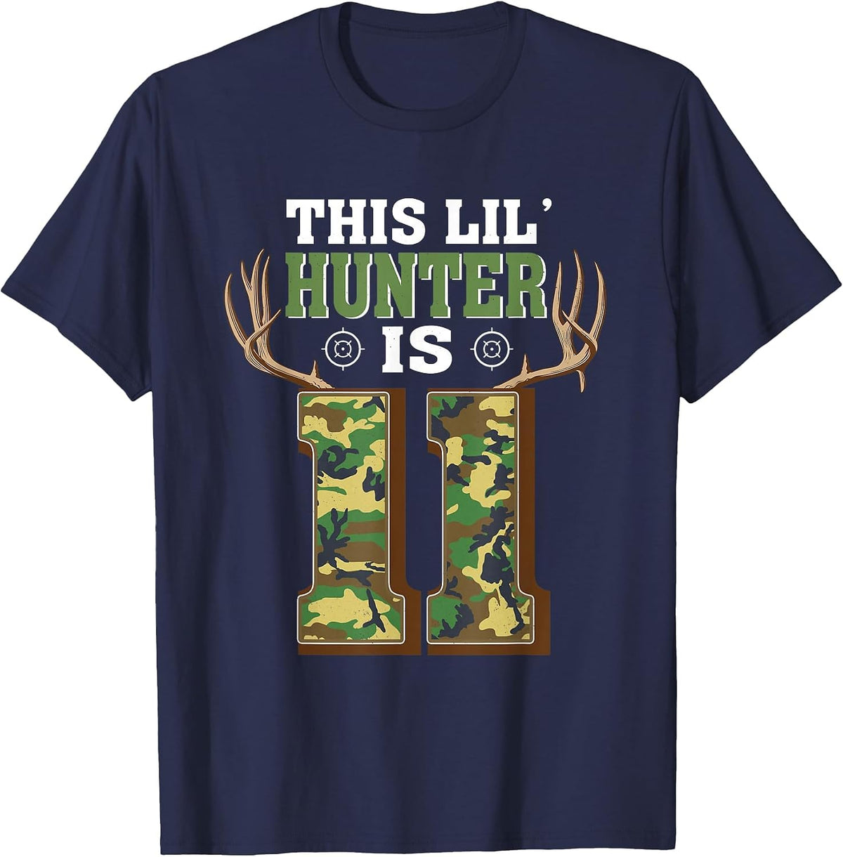11th Birthday Hunting Deer 11 Year Old Hunter T-Shirt - Navy Blue