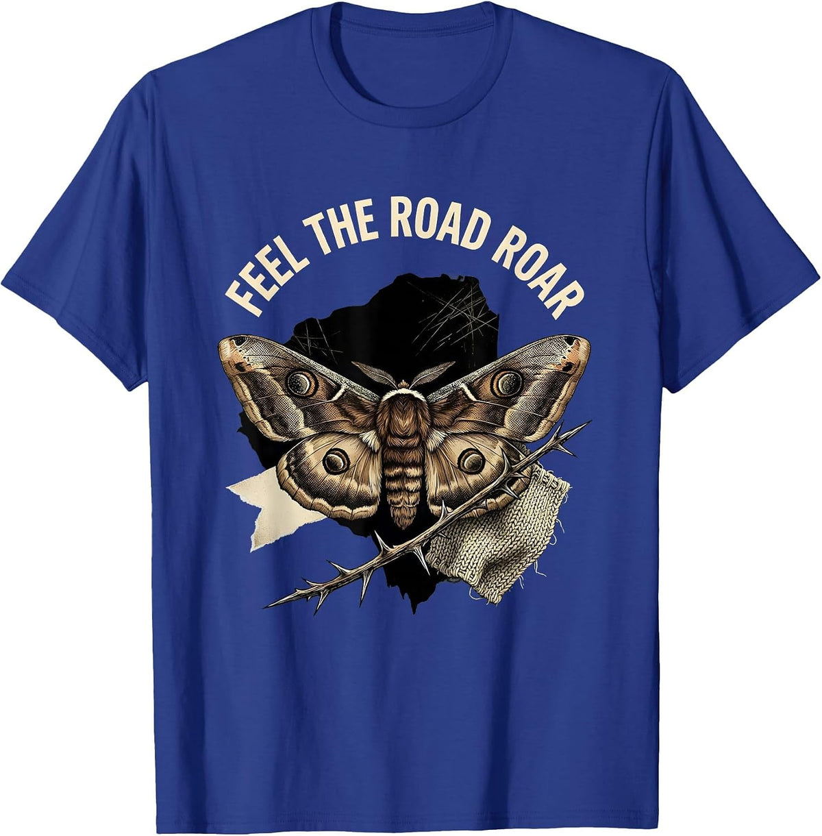Feel the Road Roar Motorcycle Riding Design T-Shirt - Royal Blue