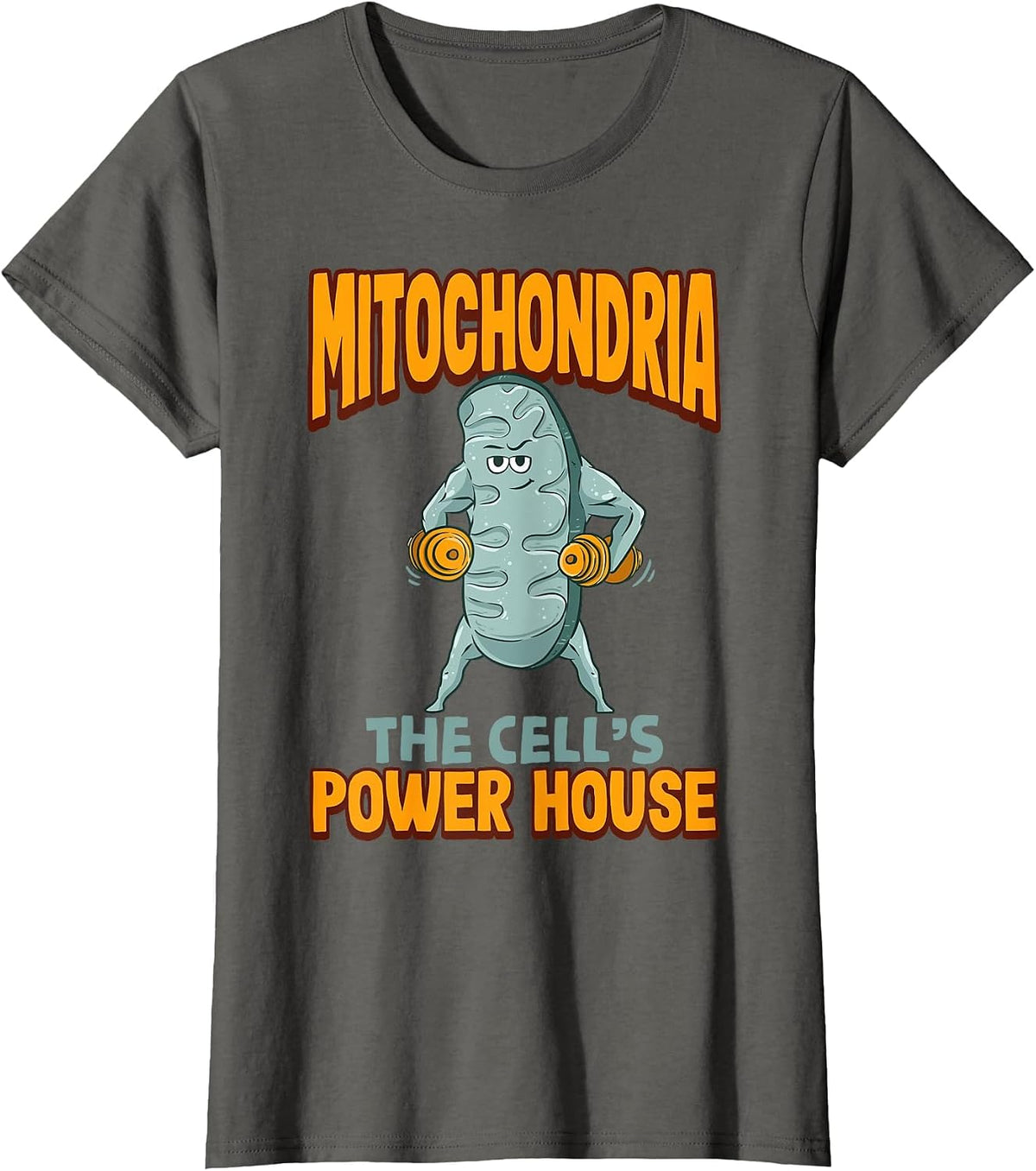 Mitochondria the Cell´s Power House Student Biology Teacher T-Shirt - Asphalt Grey