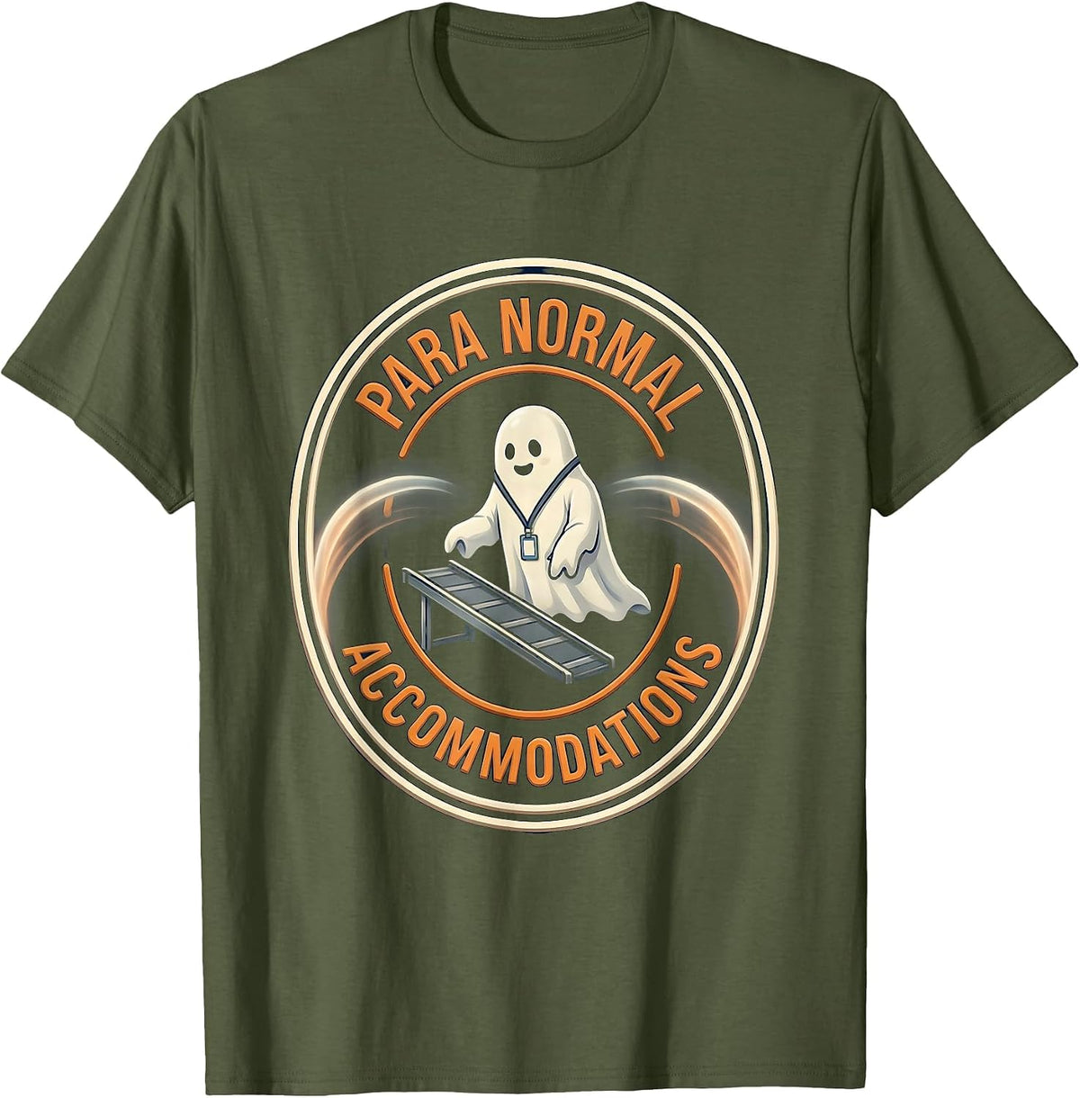 Para Normal Accommodations Funny Ghost Paraprofessional T-Shirt - Olive Green