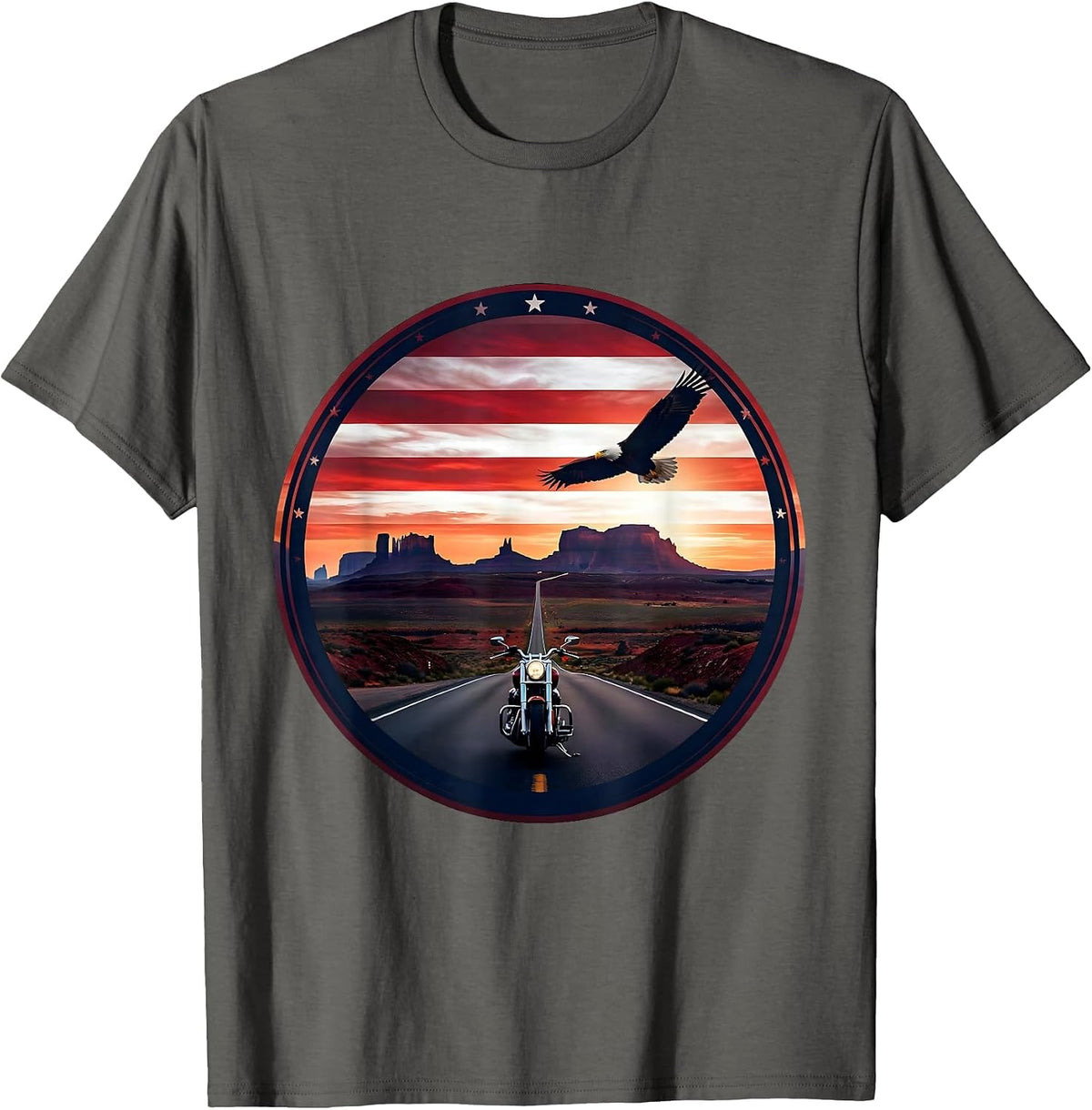 Men's Freedom Road Motorcycle Desert Highway Graphic T-Shirt - Asphalt Grey