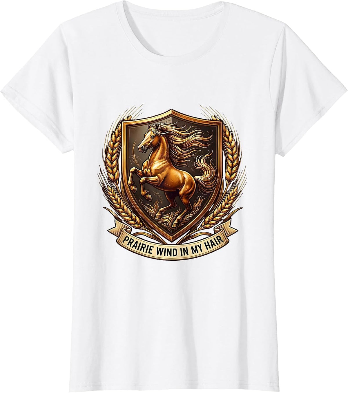 Women's Prairie Wind In My Hair Western Design T-Shirt - White
