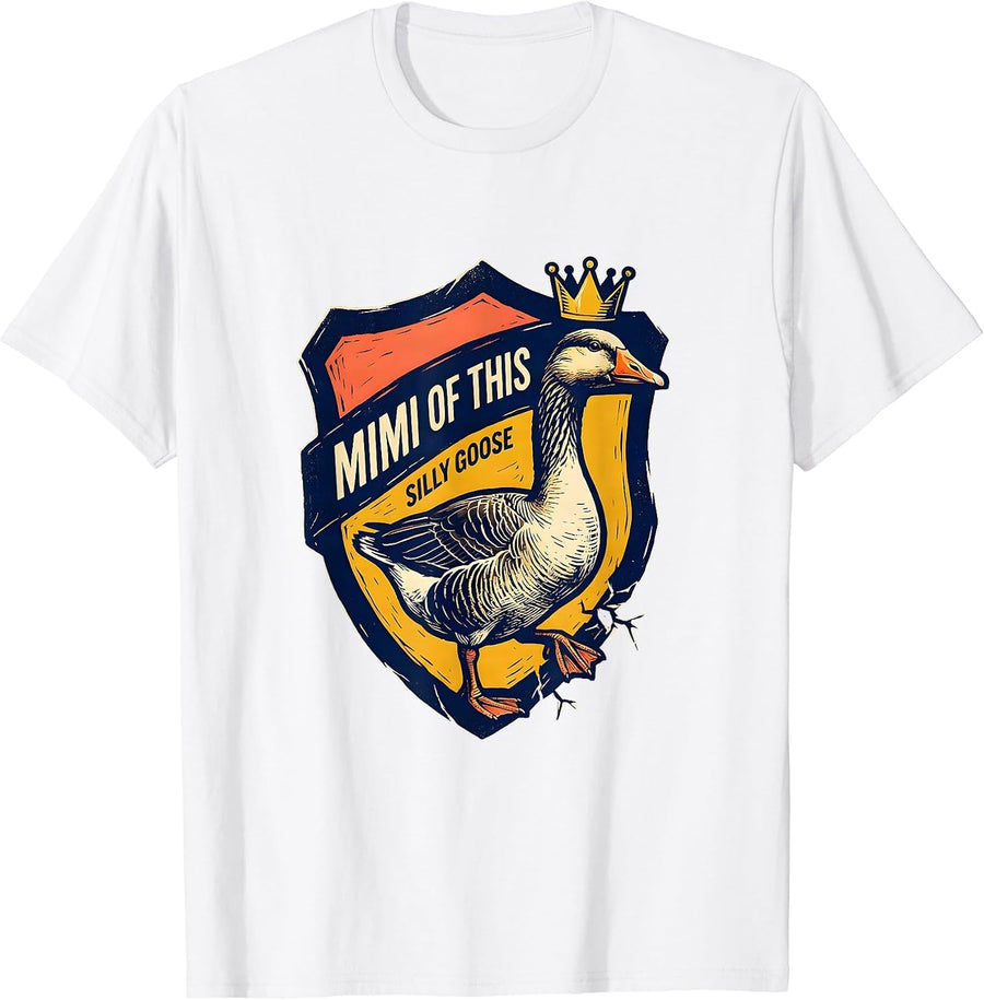 Men's Mimi Of This Silly Goose Linocut Birthday Matching Family T-Shirt - White