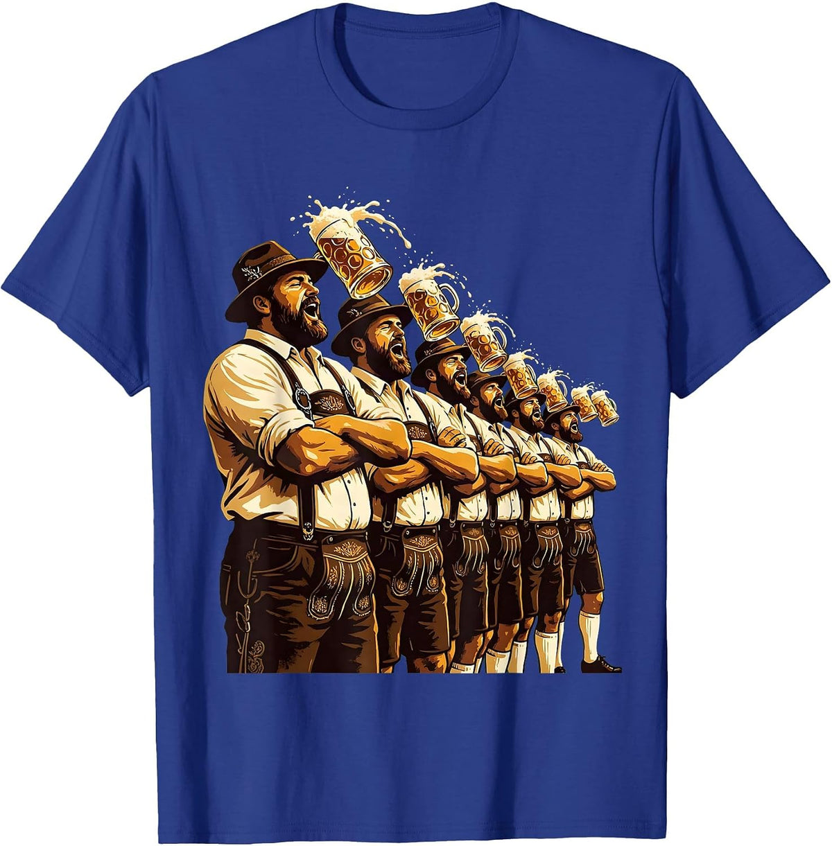 Men's Oktoberfest Arm in Arm Singing Celebration T-Shirt - Royal Blue