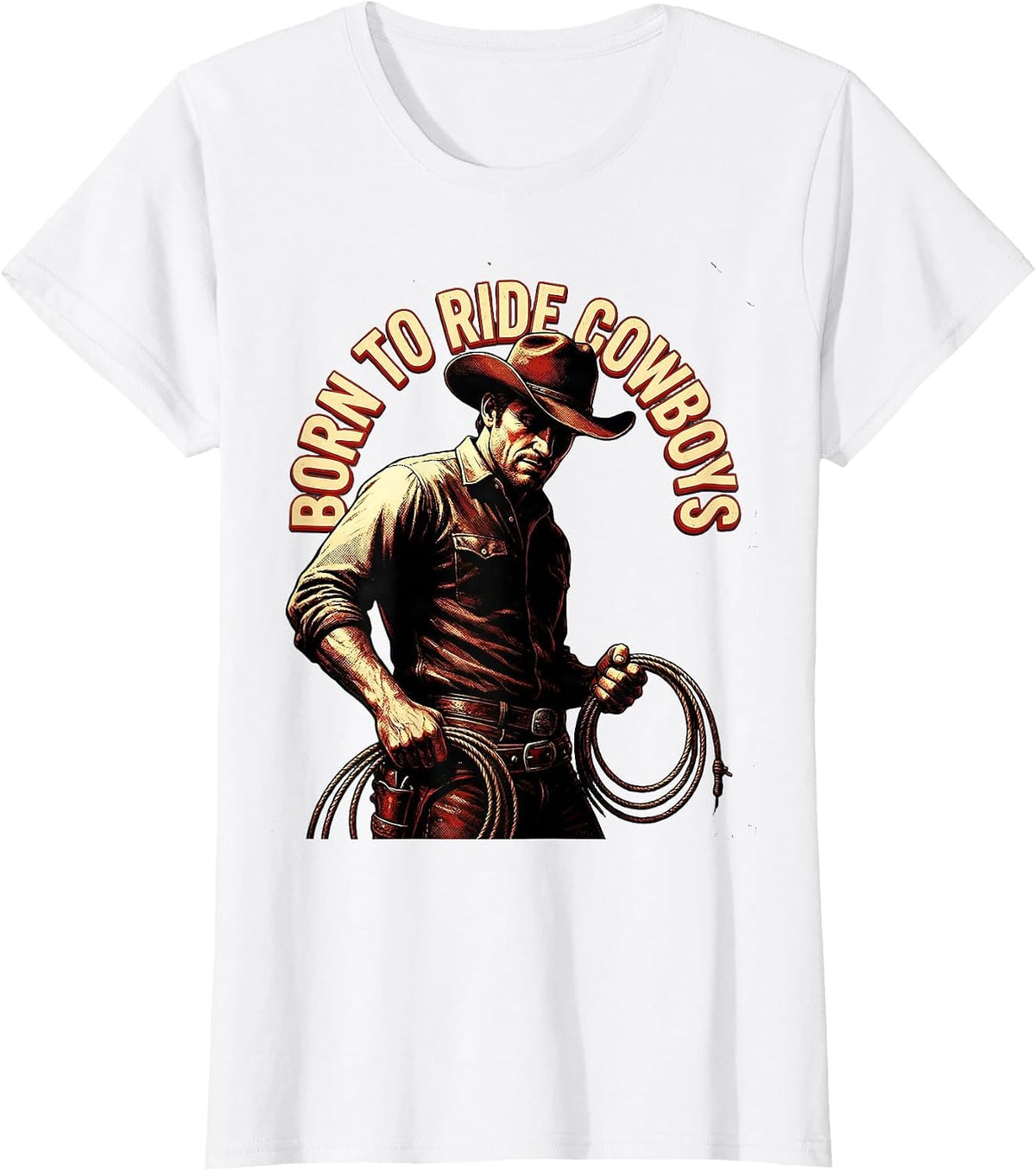 Women's Born to Ride Cowboys Western Humor Design T-Shirt - White