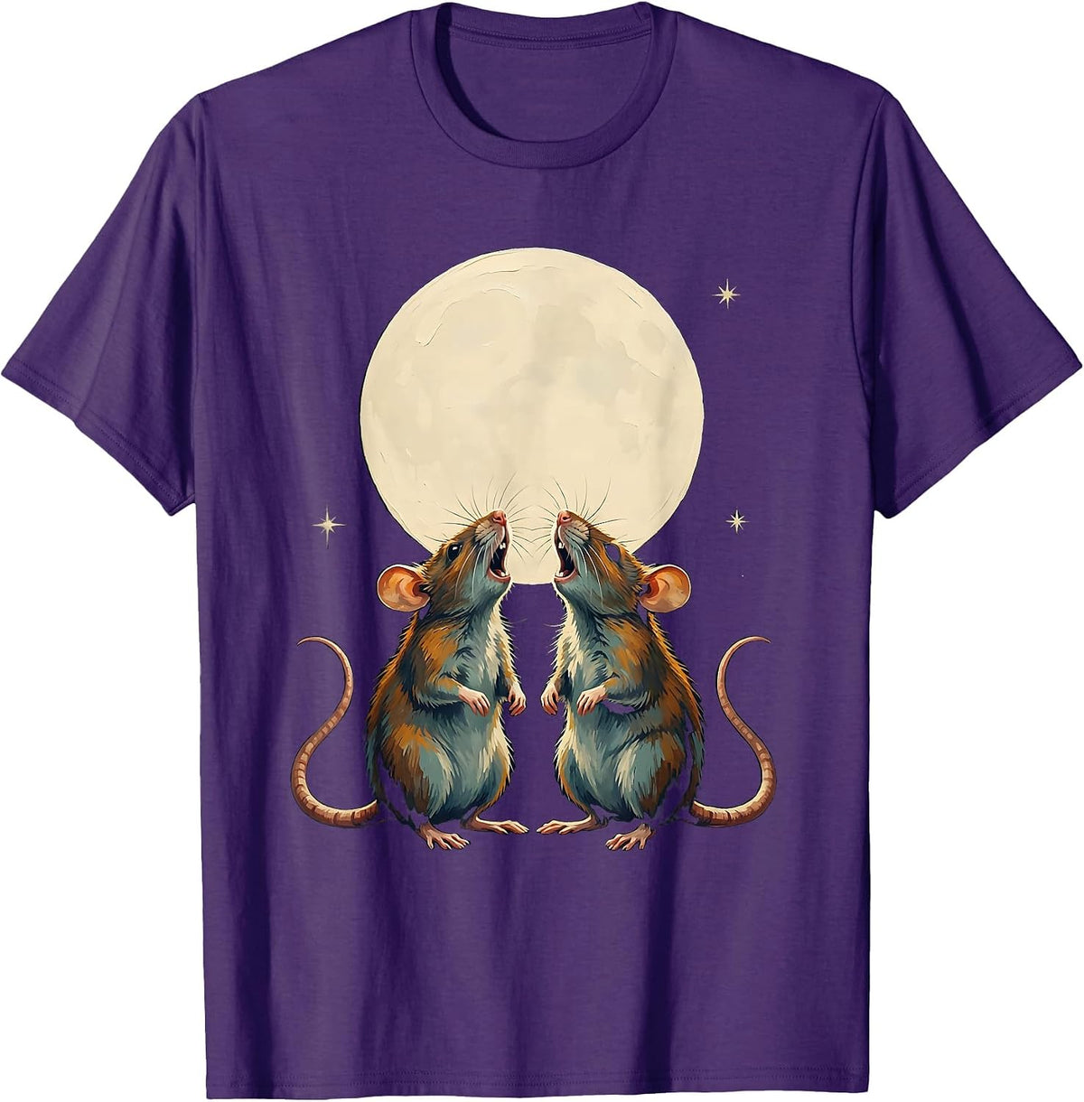 Two Rats Howling At The Moon Funny Pet Lover Humor T-Shirt - Purple
