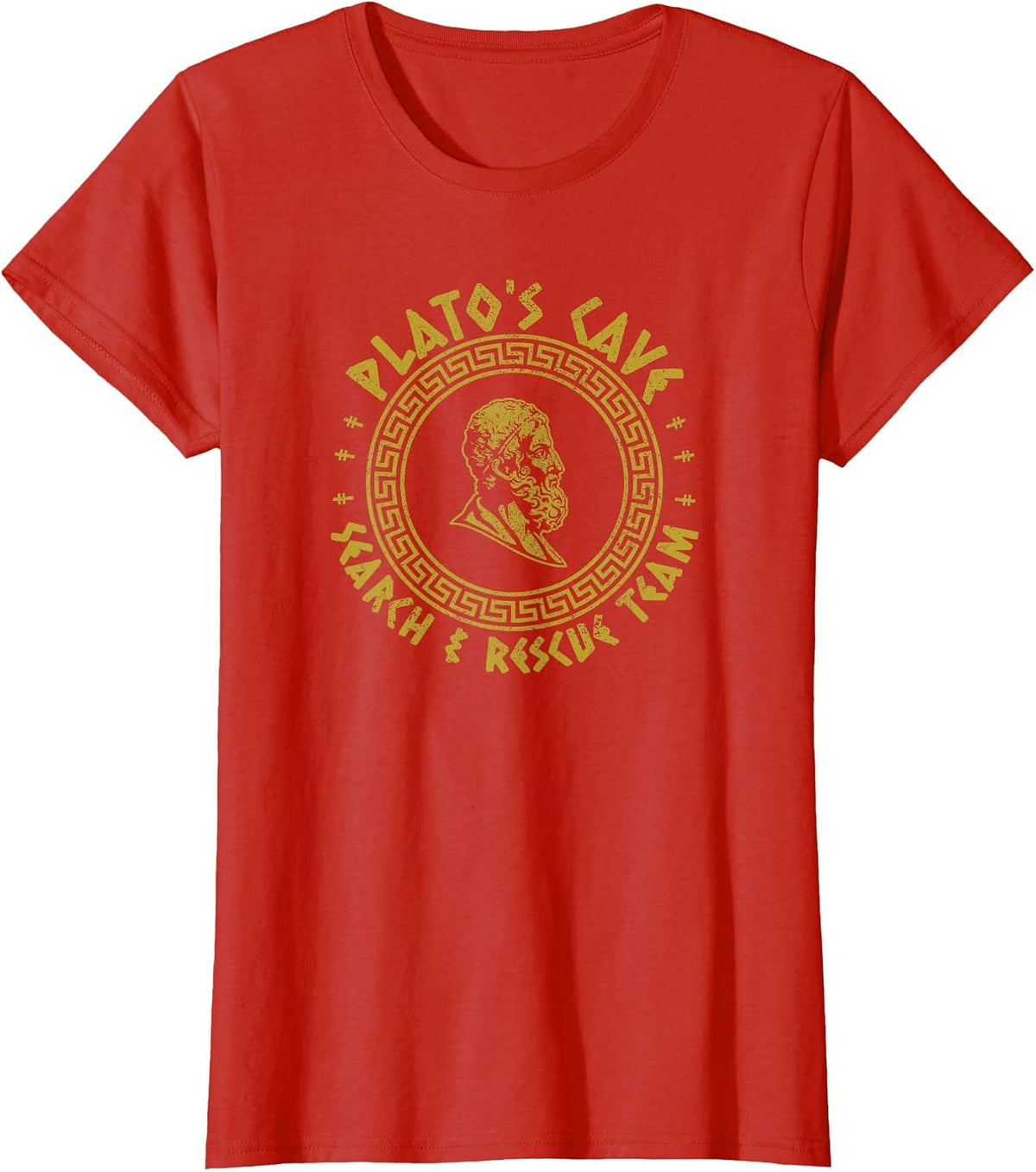 Plato's Cave Search and Rescue Teams Funny Philosophy T-Shirt - Red