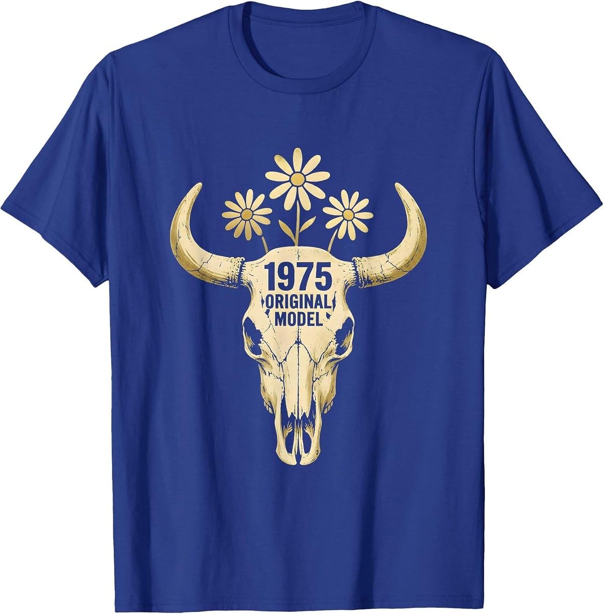 1975 Original Model Vintage Birth Year Design T-Shirt - Royal Blue