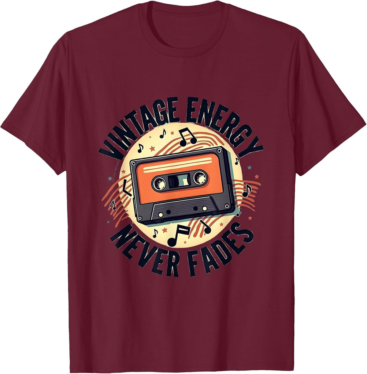 Vintage 1975 Energy Never Fades Retro Design T-Shirt - Burgundy