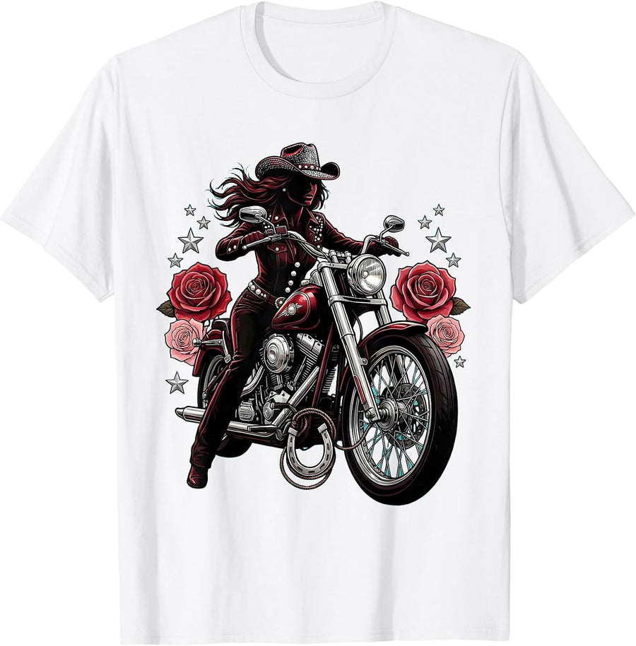 Men's Vintage Pin-Up Motorcycle Rock and Roll Graphic T-Shirt - White